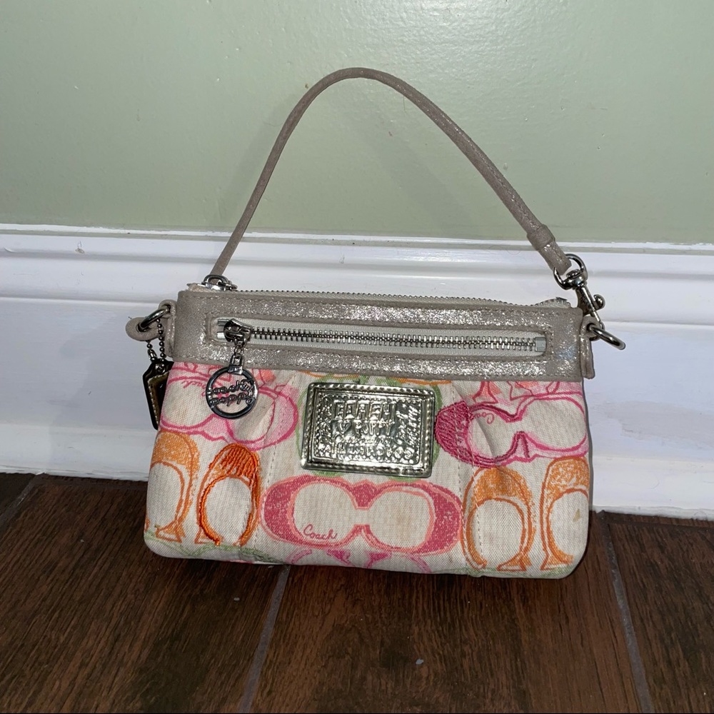 VTG 90sY2k Retro COACH POPPY multicolored mini pouchette bag convert to wristlet - Picture 2 of 12